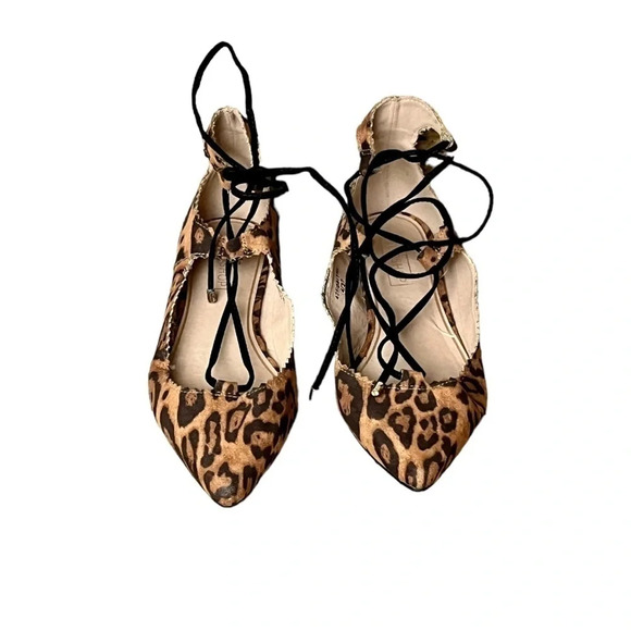 Womens Topshop Leopard Print Lace-up Flat -multicolor slip on flap 4/37 - Picture 4 of 13